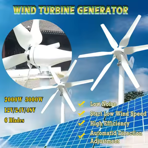 3KW Windmill 2KW Wind Turbine Generator Power 12v 24v 48v 6Blades With Off Grid System Mppt &amp; Hybrid Charge Controller For Home