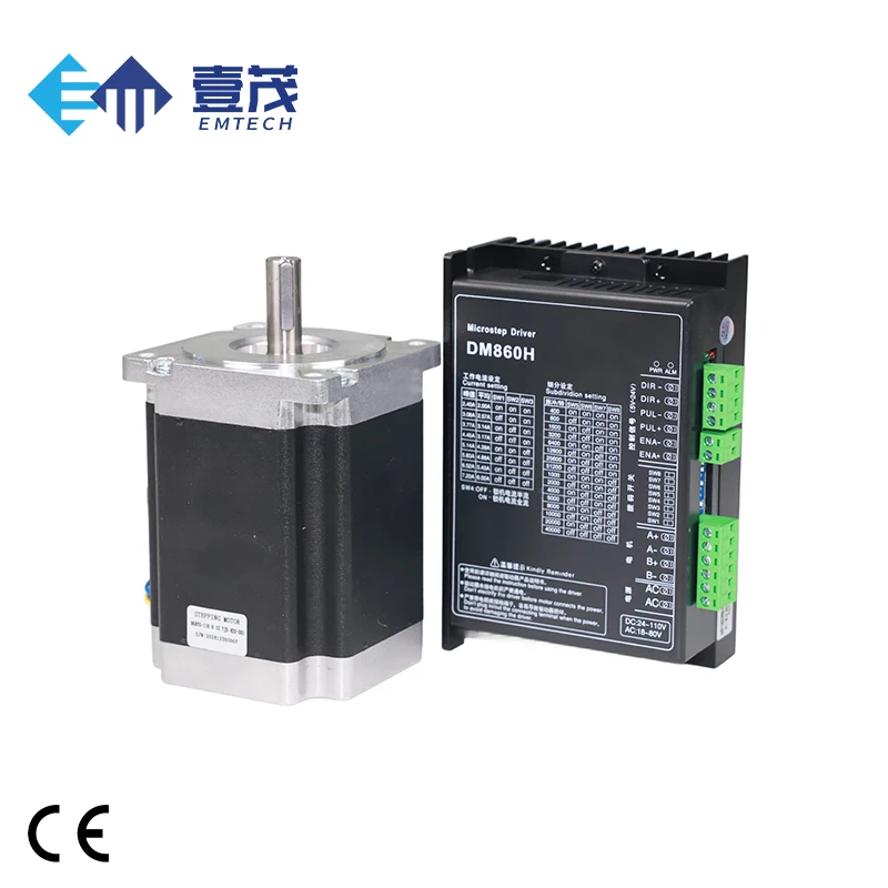 

Гибридный шаговый двигатель EMTECH с открытым контуром и драйвером NEMA 34, 86*118 мм, сертифицированный CE, 60 В постоянного тока для системы автоматизации