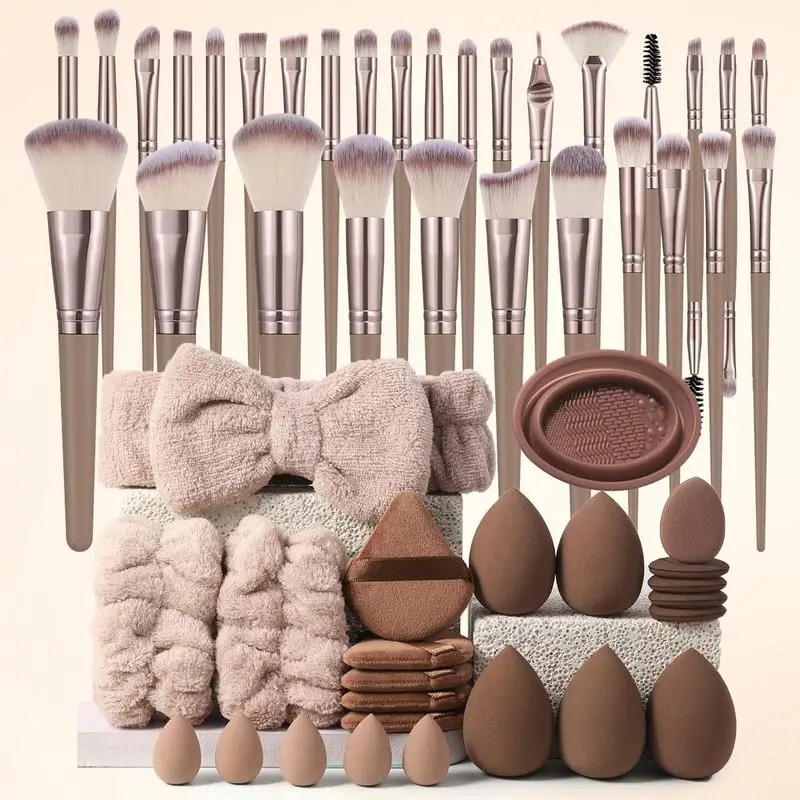 Christmas professional makeup tools set,15/33/54PCs brush sponge puff headband cleaning bowl, multi-Sue facial accessories