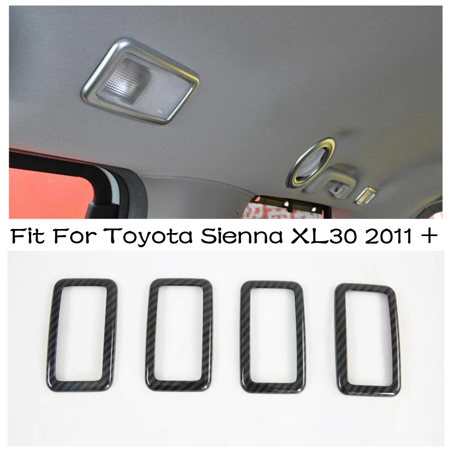 

Rear Roof Upper Reading Lights Lamps Frame Cover Trim Fit For Toyota Sienna XL30 2011 - 2020 Matte / Carbon Fiber Look Interior