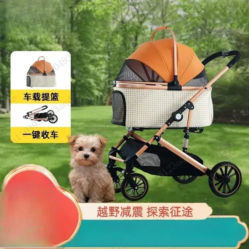 Medium Pet Cart Out Large Dog Cart Basket Separation Dog Foldable Shock Absorbing Large Dog Pet Cart