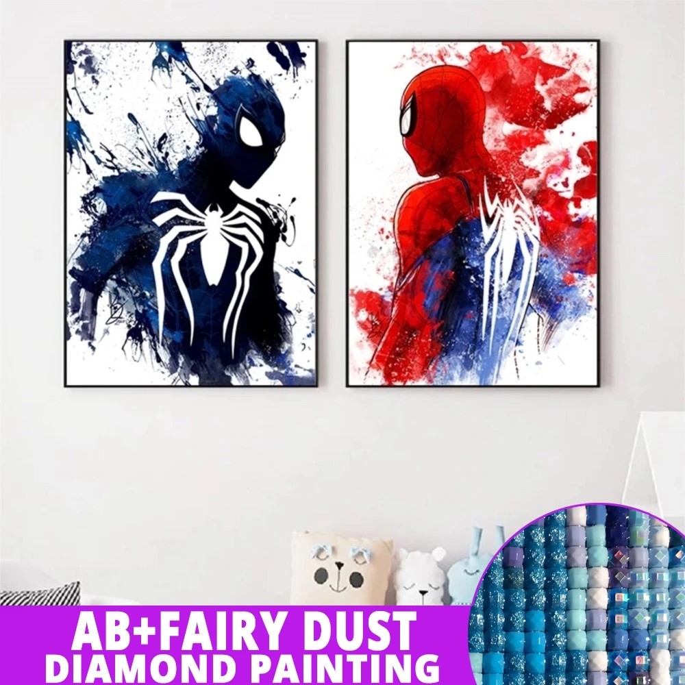 AB 妖精の塵ダイヤモンド塗装ディズニースパイダーマン落書き水彩アートマーベル刺繍 5D クロスステッチ画像家の装飾