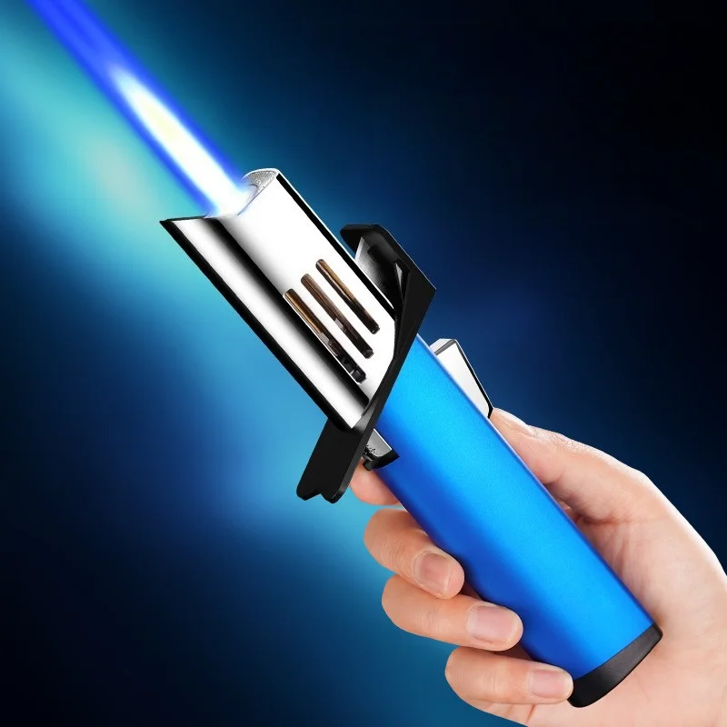 

2025 New Cigar Igniter Windproof Open Flame Lighter Smoke Welding Gun Blue Powerful Fire Cigarette Lighters & Smoking Accessorie