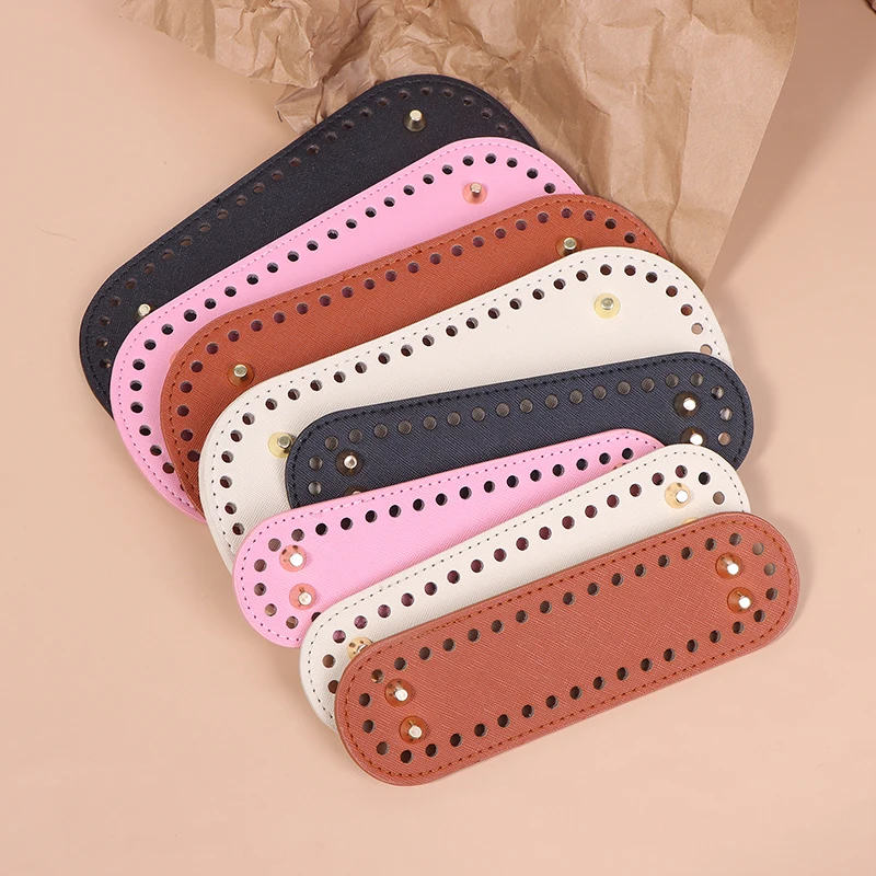 Long Bottom for Knitted Bag PU Leather Bag Base Handmade Bottom with Holes DIY Crochet Bag Bottom Accessories