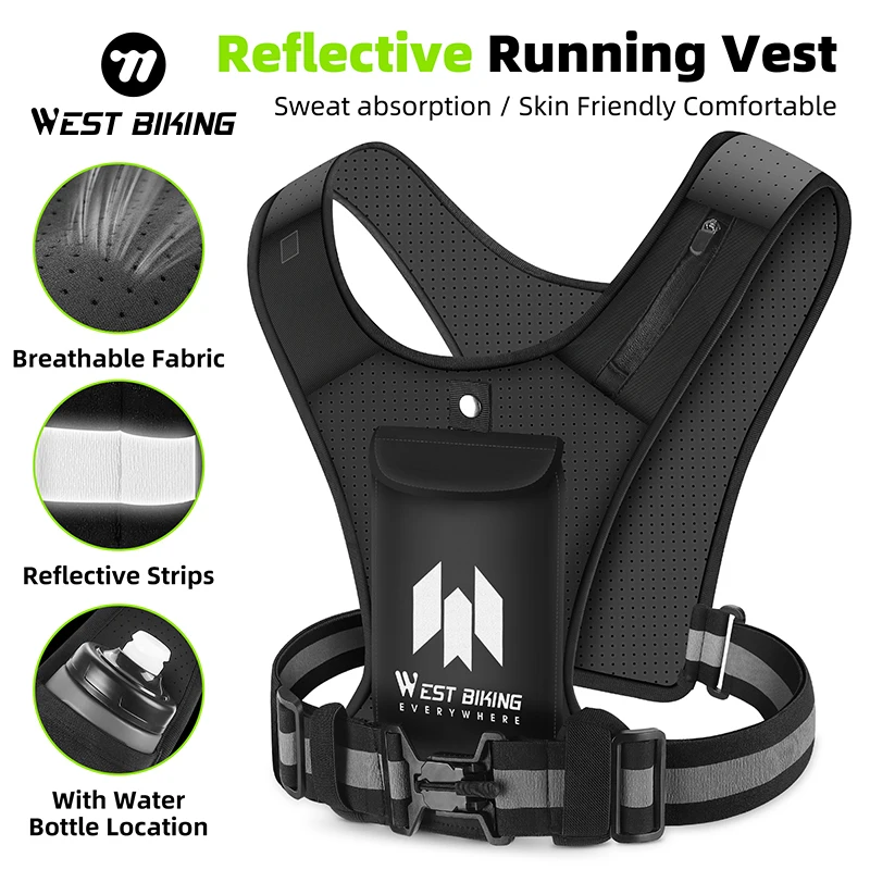 

WEST BIKING Sports Reflective Elastic Vest Night Running Cycling Reflective-Cloth Adjustable Safety Vest Riding Equipment