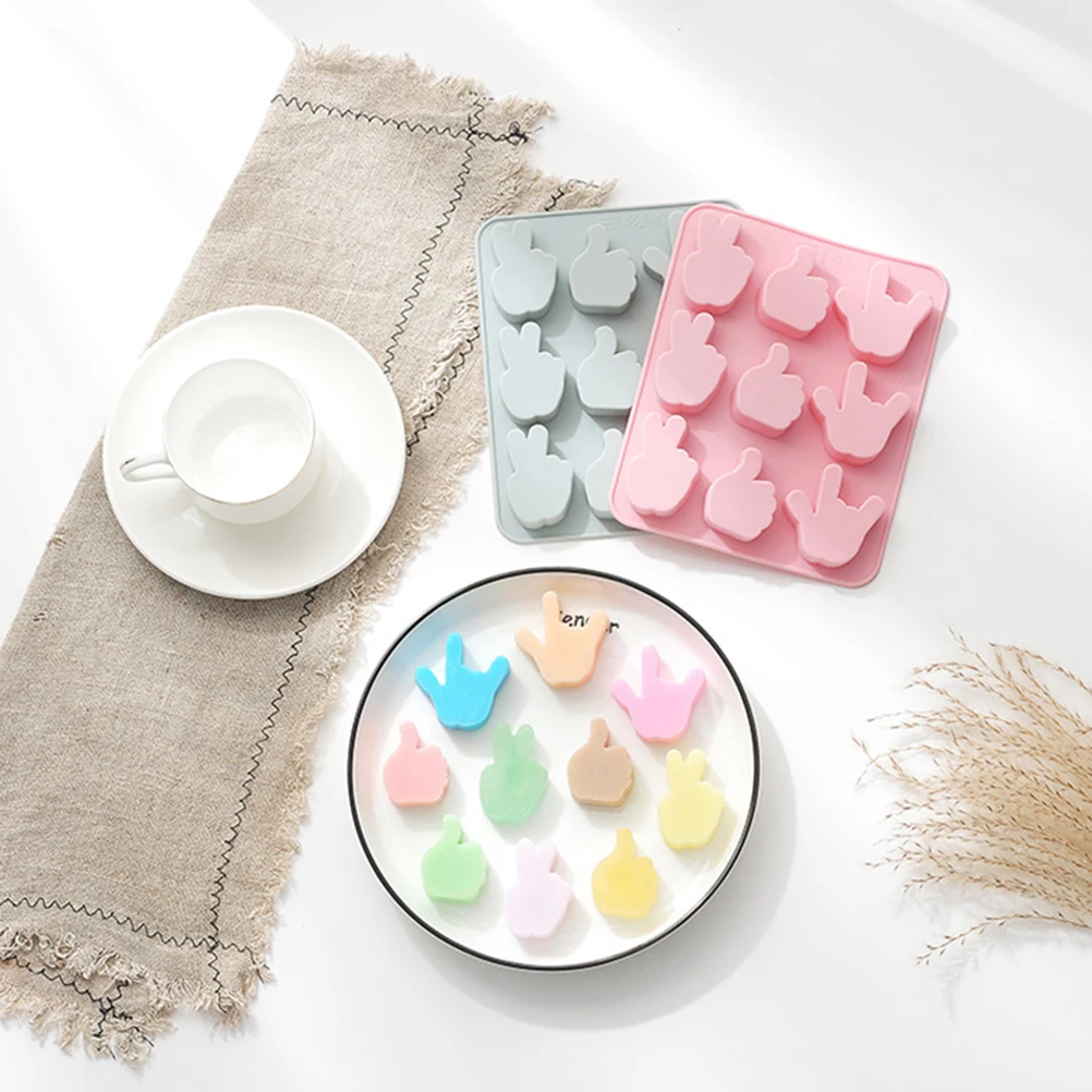 

2 Pcs Gesture Pattern Mold Silicone Baking DIY Molds Chocolate Cake Blue Fondant