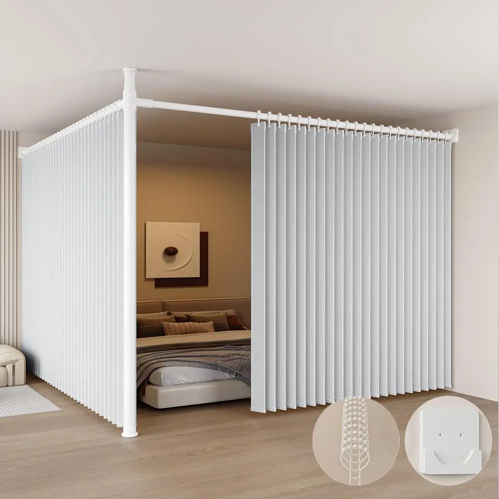 Room Divider Curtain Rod - Floor to Ceiling Room Divider Curtain Rods 6-10ft (H) 35-161 Inch(W) Adjustable, No Drilling