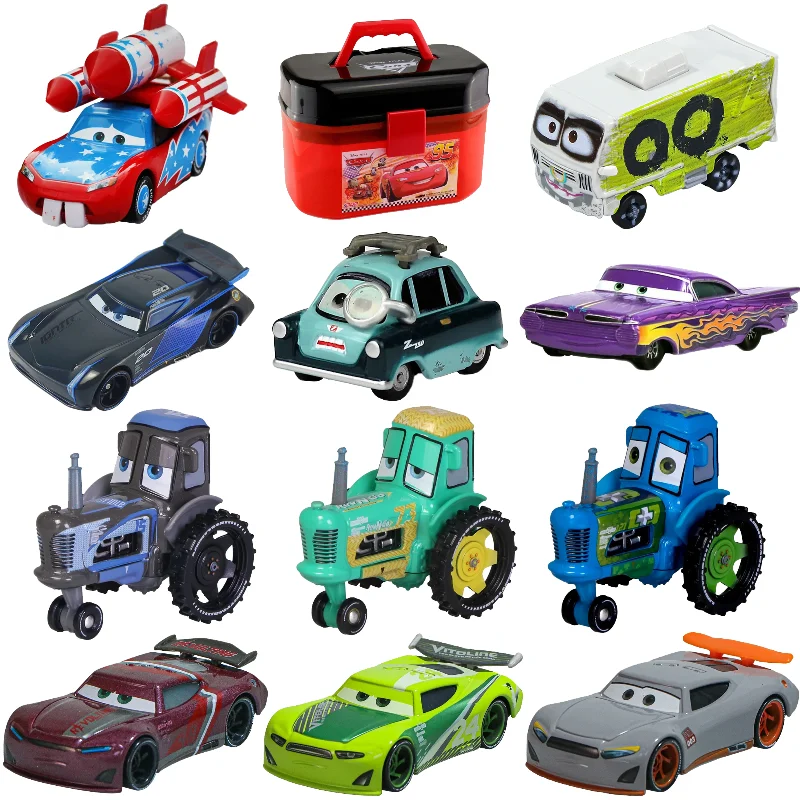 Disney Pixar Cars Racers Raymond Jackson Storm rocket Lightning Mcqueen Portable Storage Box Metal Diecast Cars Boy Gift For Kid