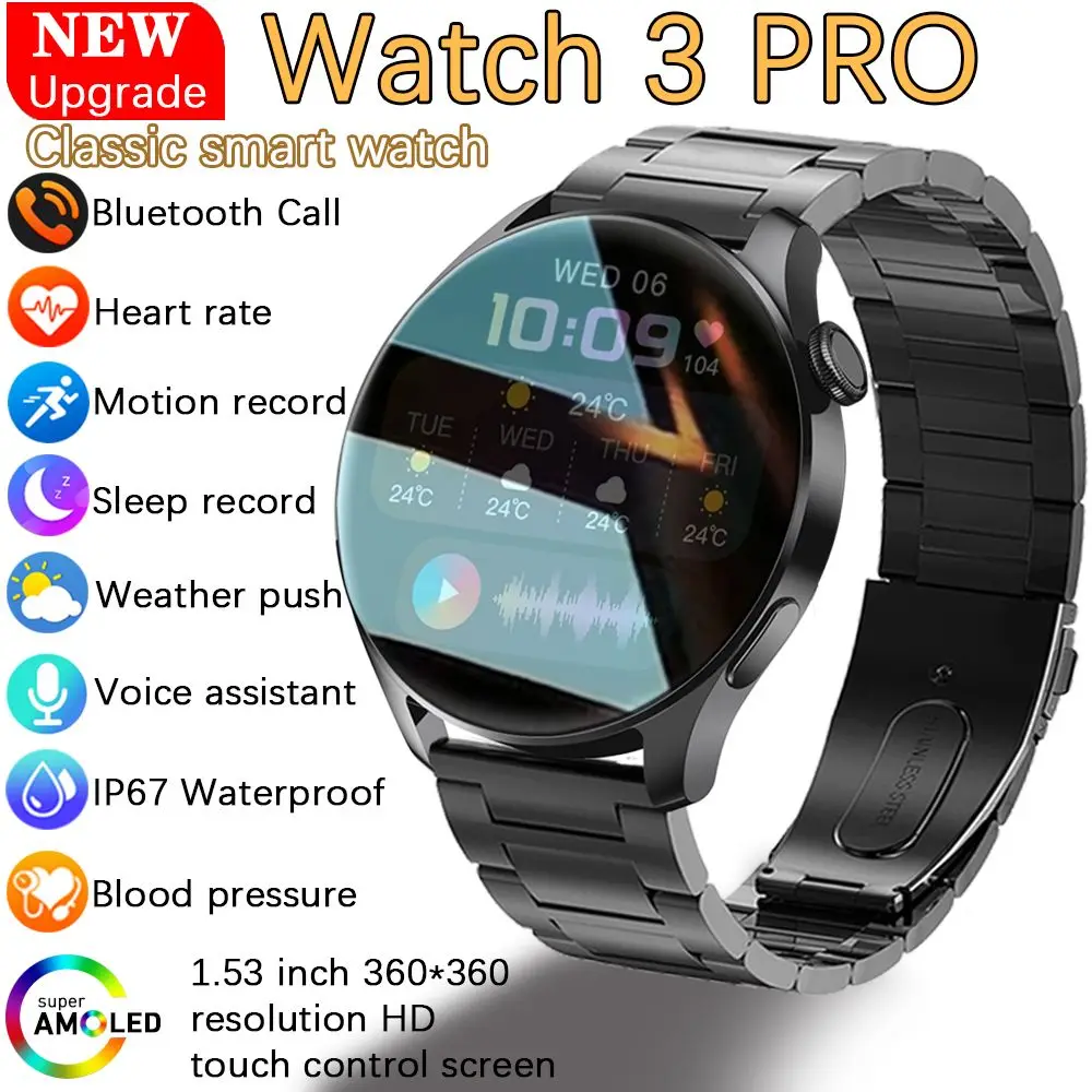 For Huawei GT3 Smart Watch Men BT Call 1.53 Inch 360*360 Screen Sport Mode IP67 Waterproof Health Monitoring Smartwatches Women