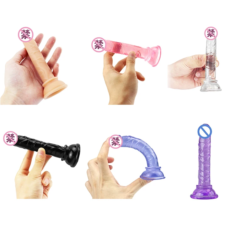 Mini Crystal Jelly Simulation Realistic Dildo Erotic Cock With Strong Suction Cup Small Anal Plug Sex Toys G-spot for Woman Men