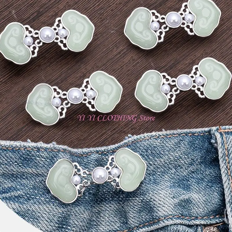 N5KF 3PCS 고대 허리 조정기 여성을위한 허리 조임자 느슨한 바지를위한 비즈 윙 진주 허리 피트니스 핀 청바지 사용