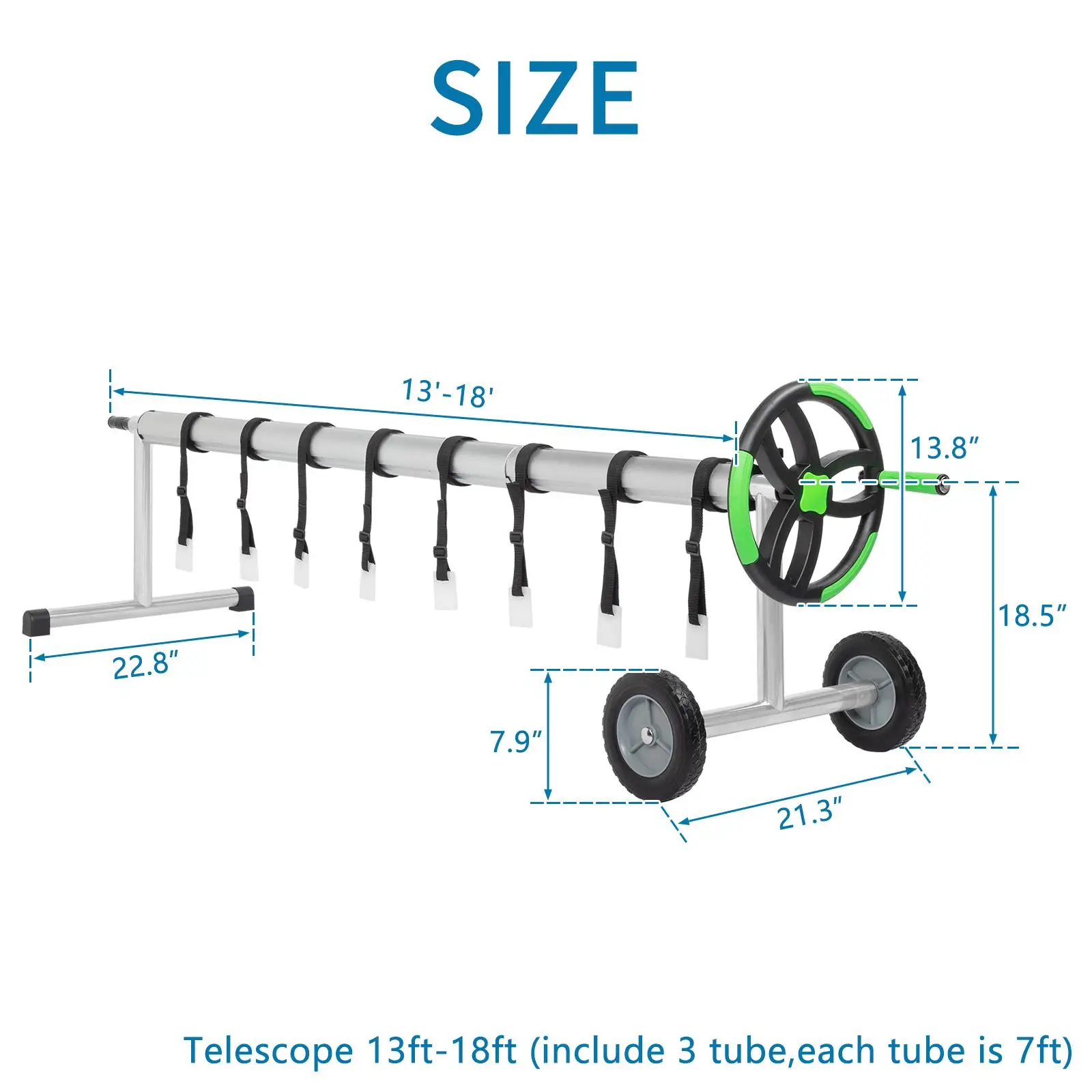 18 Ft Aluminum Inground Solar Pool Cover Reel for Easy Installation & Storage