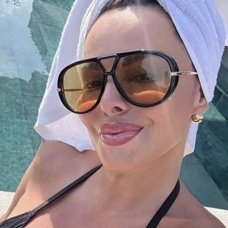 العلامة التجارية الفاخرة مصمم المتضخم الطيار النظارات الشمسية النساء للرجال 2025 شعبية خمر نظارات شمسية فاسق جسر مزدوج الظل UV400