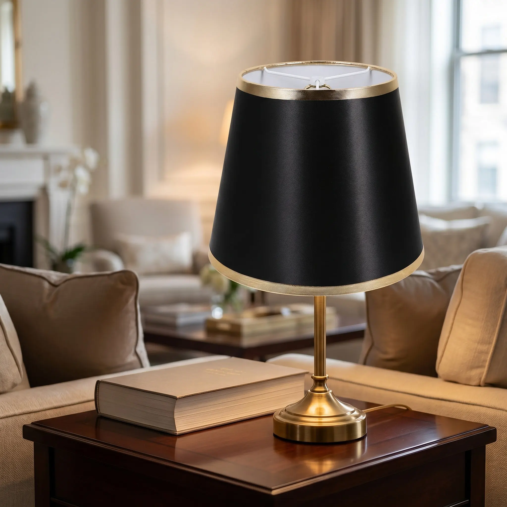 Round Lampshade Modern Fabric Lamp Shade Decorative Replacement Table Lamp Shade for Bedroom Study Living Room