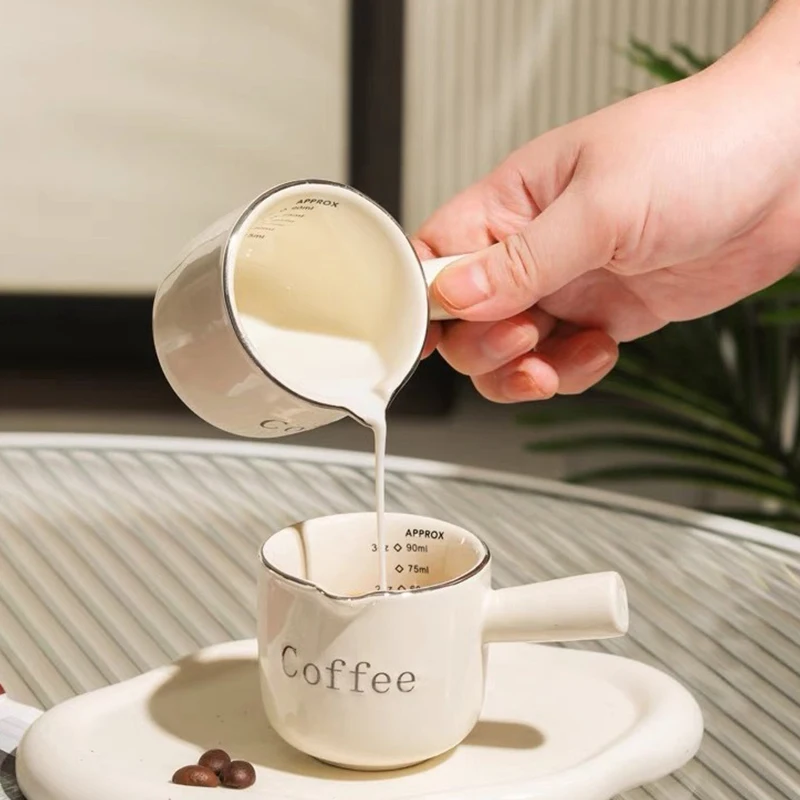 3 unzen Keramik Messbecher Mit Skala Keramik Griff Keramik Espresso Messbecher Einzigen Mund Milch Kaffee Becher Kaffee Liefert