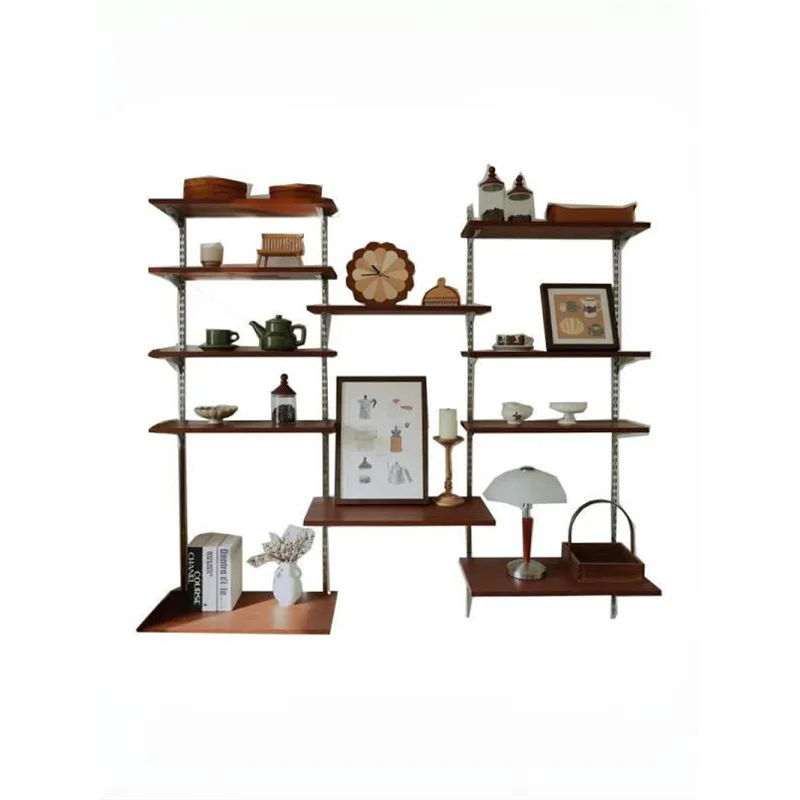 

Track bookshelf simple multi-layer display rack adjustable wall display rack medium and ancient style on the wall