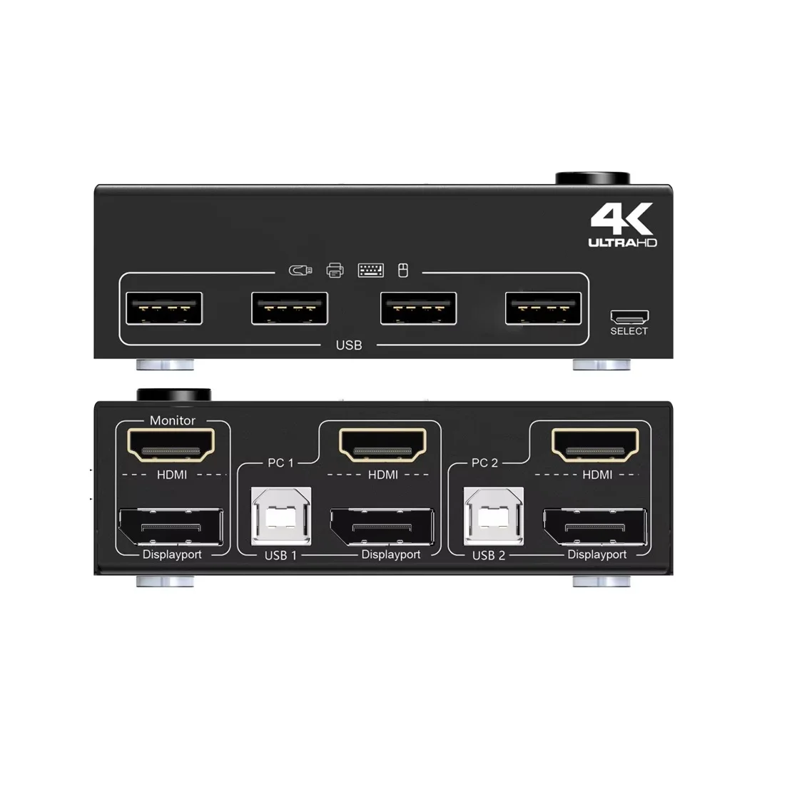 DP Dual‑Channel KVM Switch 2‑PC Host DisplayPort Interface Keyboard Mouse Monitors Sharing Switcher