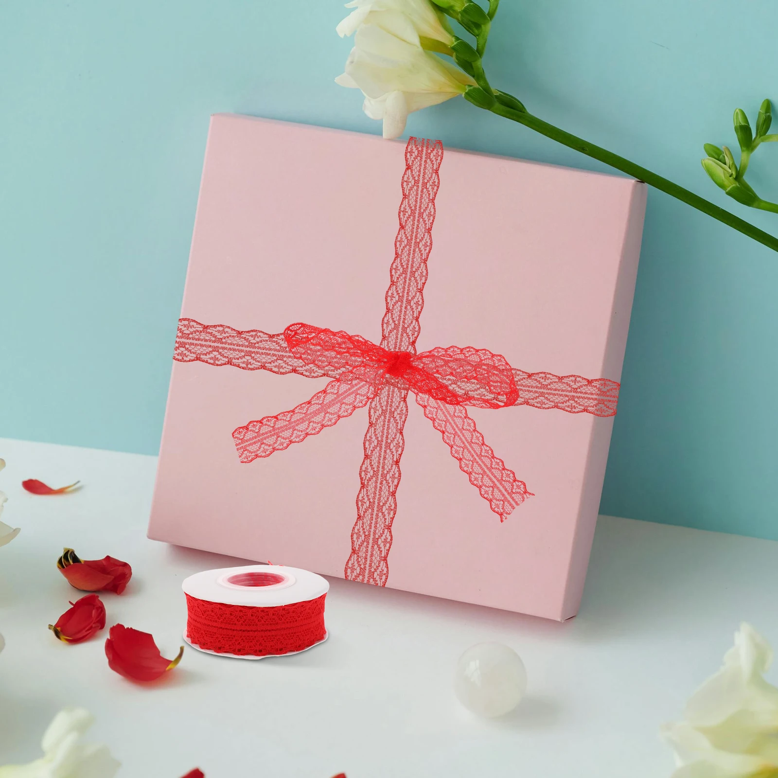 

5 Pcs Retro Lace Floral Ribbon Trim for Sewing Flower Craft Wrapping Bridal Shower Ribbons Vintage Fabric