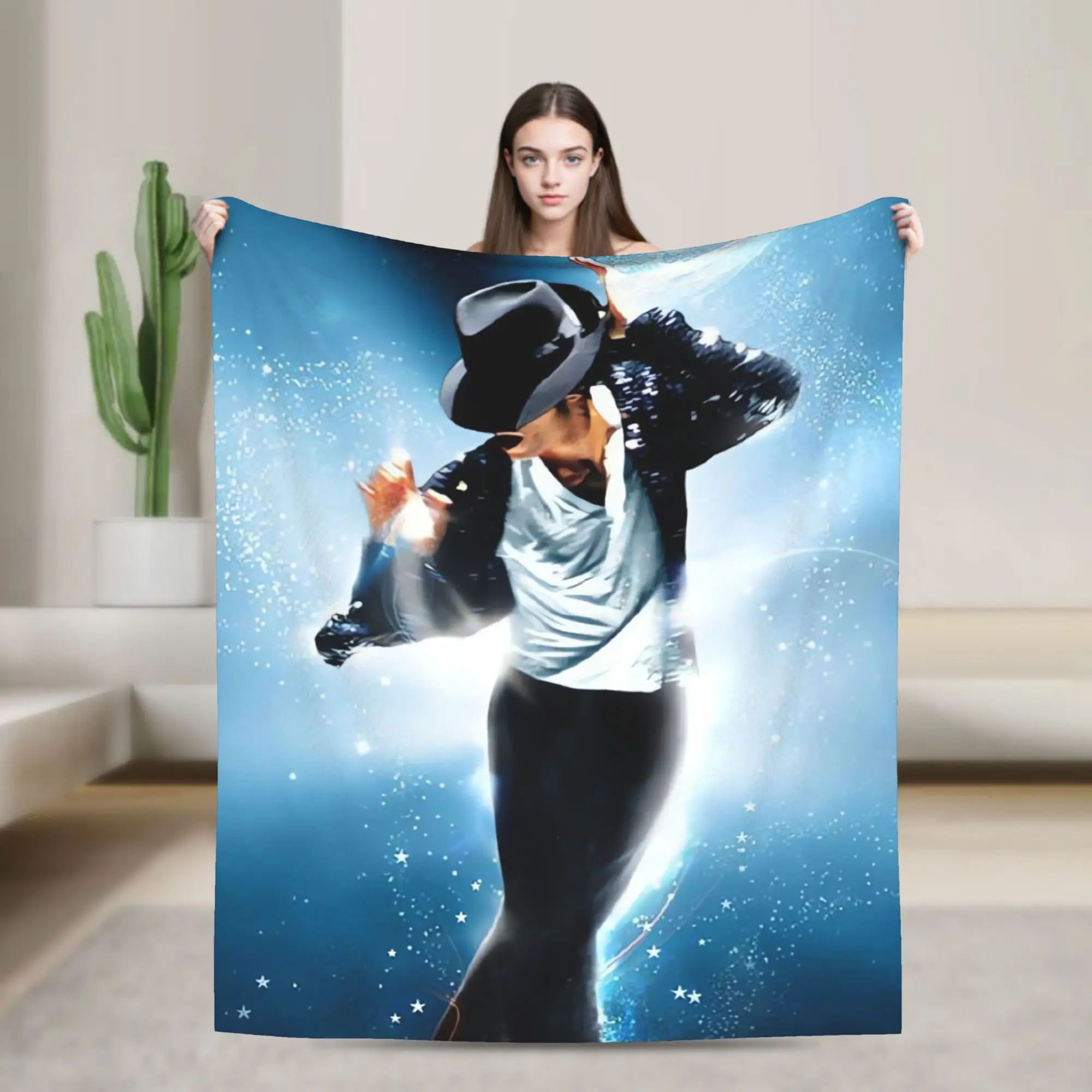 Warm Blankets Camping Futuristic Michael Jackson Moonwalk Pose Throw Blanket Flannel Bedspread For Bedroom Fluffy Sofa Bed Cover