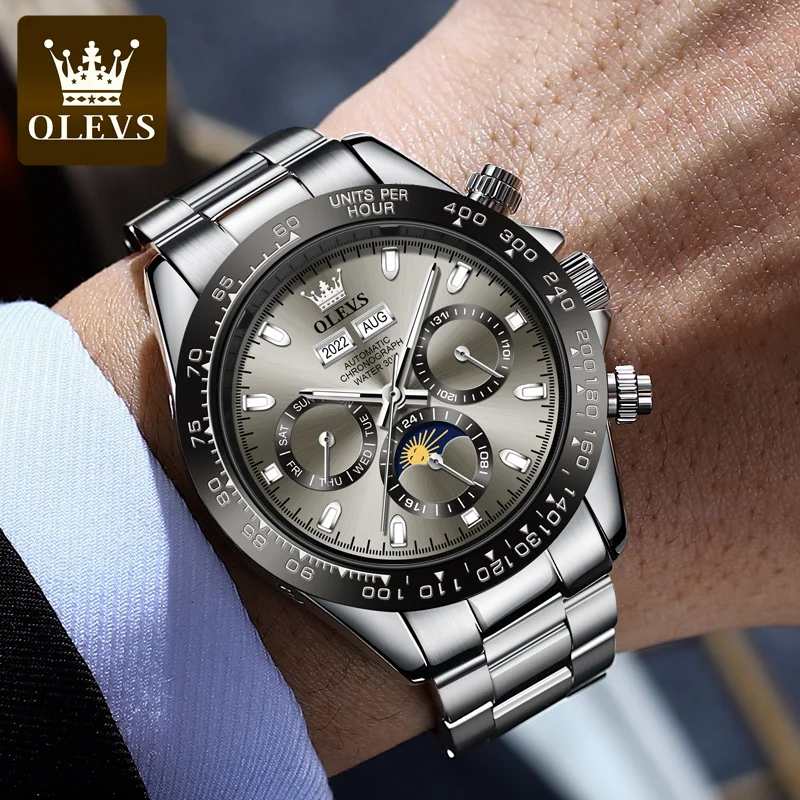 OLEVS Automatic Mechanical Watches for Men TOP Brand High Quality Stainless Steel Wristwatch Luminous Waterproof Men\'s Watch