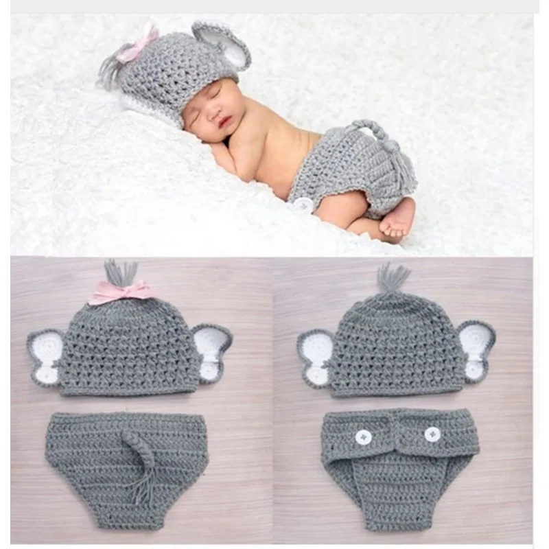 Newborn Photography Prop Set Cute Baby Clothing Little Elephant Cute Baby and Toddler Clothing Sweater Knitted Elephant Shaped