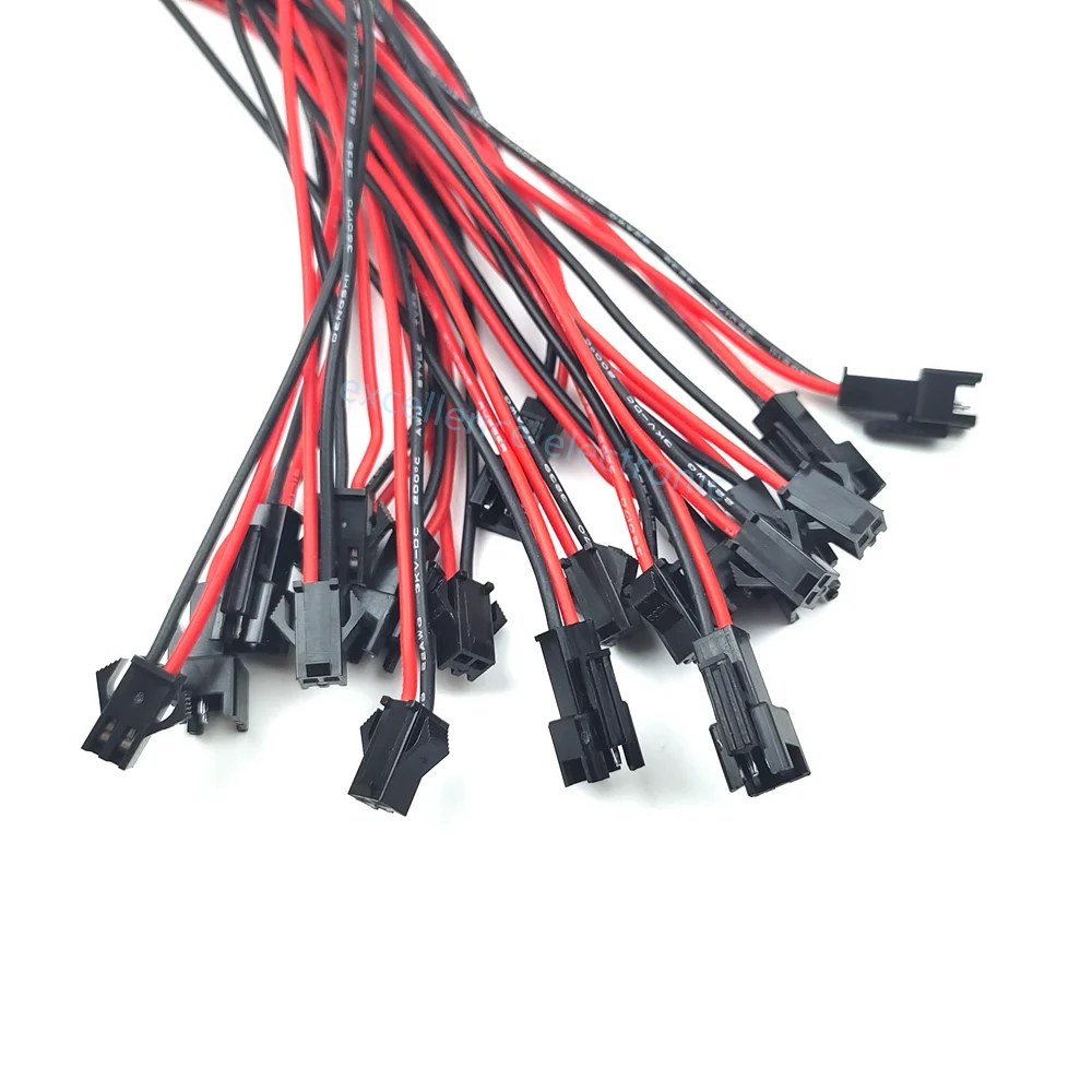 10Pairs 2.54mm SM 2Pin Male and Female Plug Connector 2P Adapter with 22AWG 200mm Silicone Cable Wire for LED Light Strip