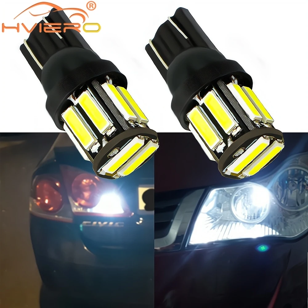 

2/4PCS T10 W5W 10Led 7020 Car LED 194 168 Wedge Turn Signal Reverse Dome Led License Plate Trunk White Bulb Clearance Light 12v