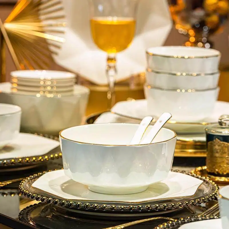 Xiacai Jingdezhen ceramic tableware, light luxury bone porcelain plate set