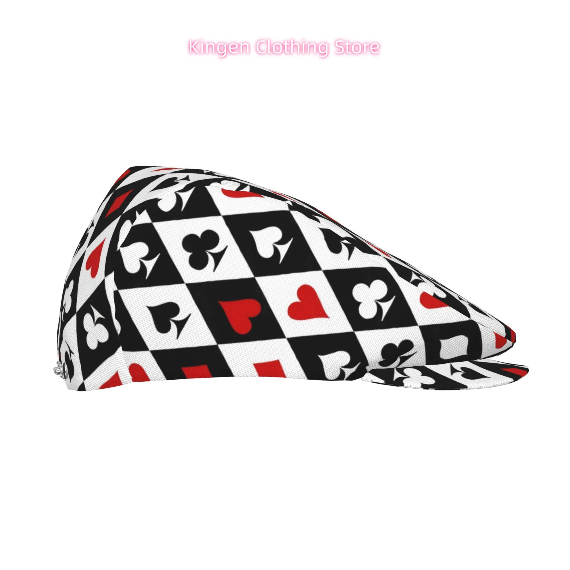 Black And White Square Poker Suits Men Beret Hat Polyester Adjustable Newsboy Hats Cabbie Gatsby Cap Driving Flat Caps Women Cab