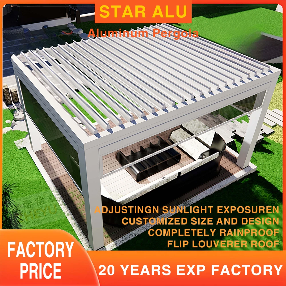 Hot Selling Product Garden Gazebos Bioclimatic Motorized Various Size Aluminum Pergola Outdoor Gazebo Moden Louvered Pergola