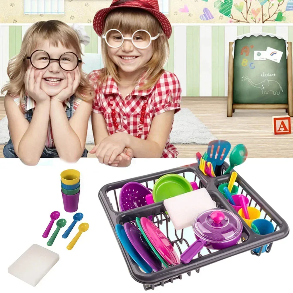 28 pièces/ensemble enfants éducation précoce cuisine jouet ensemble cuisine lavage plats jeu jouet jouer maison jouet interactif enfants cadeau d'anniversaire