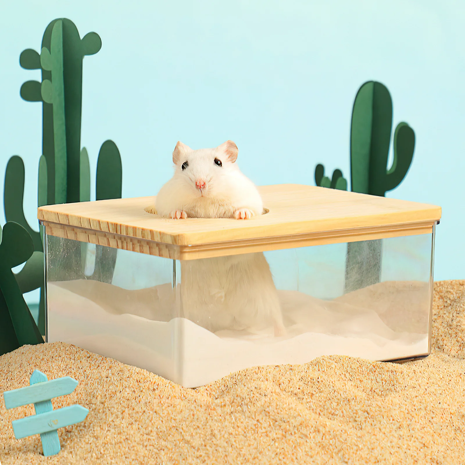 

1Pcs Acrylic Hamster Sand Bath Container Sturdy Transparent Hamster Bathing Tub Small Pet Sand Bath House Pet Supplies