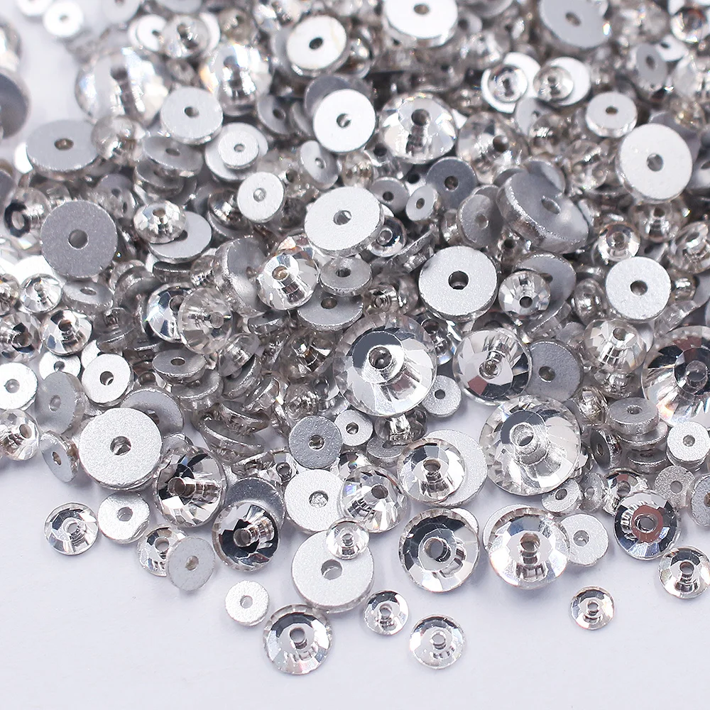 500-1000 Stück gemischte Größen, aufnähbare Strass-Kristalle AB, flache Glasperlen, nicht heißfixierbare Näh-Strasssteine für Kleidungsstücke und Stoffe. – Detail 5