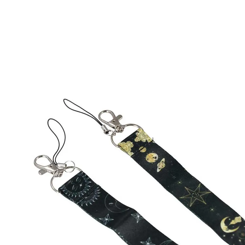 Vintage Cute Sun and Moon Card Holder Keyrings Stars Lanyard Badge Holder ID Card Holder Phone Neck Strap Hanging Rope
