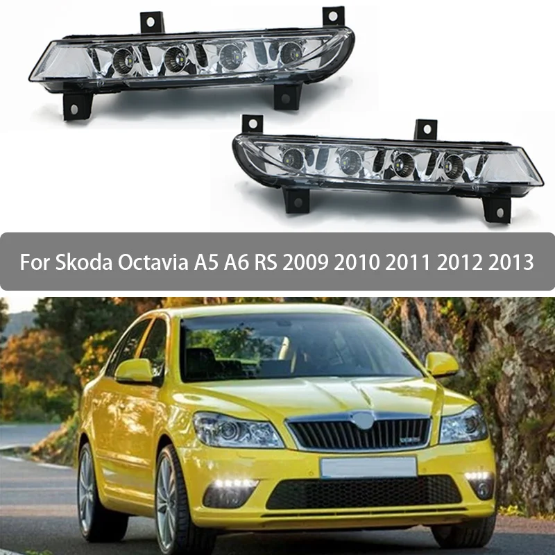 Światła do jazdy dziennej do Skoda Octavia A5 A6 RS 2009 2010 2011 2012 2013 przedni zderzak światła przeciwmgielne DRL 1Z0941067 1Z0941068