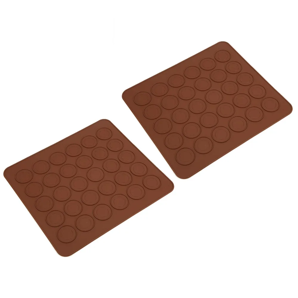 2pcs Silicone Silicone Macaron Pad Food Safe Non-Stick Non-Stick Baking Mat 30 Holes Oven Baking Mat Bread Pastry Dessert