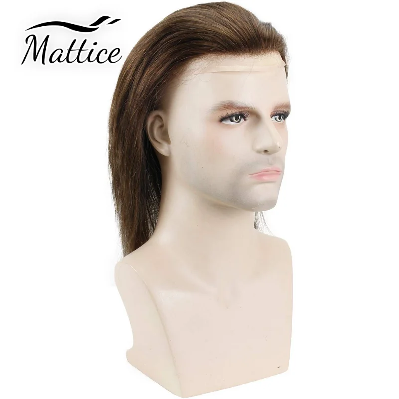 Long Hair Wig 12-16 inch Q6 Swiss Lace Men Toupee Natural Hairline Men\'s Wig Lace with Pu Male Hair Capillary Prosthesis Man Wig