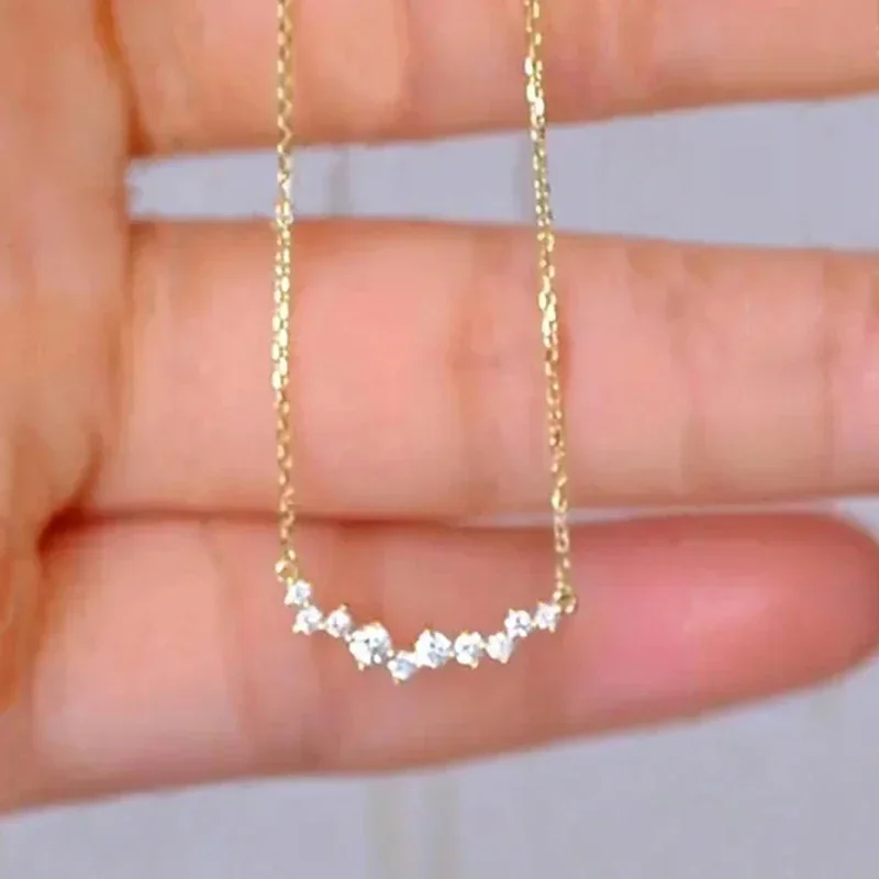 Huitan Trendige, wunderschöne Anhänger-Halskette mit glänzendem CZ, exquisiter Ehering-Schmuck, modische Charms, vielseitige Alltagsaccessoires – Detail 8