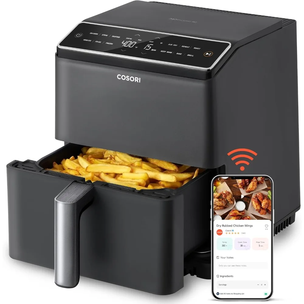 

Air Fryer, 12-in-1 Dual Blaze for 360° Crispy Meals,No Shaking & Preheating to Fast Cooking, 100+In-App Recipes, Dishwasher Safe