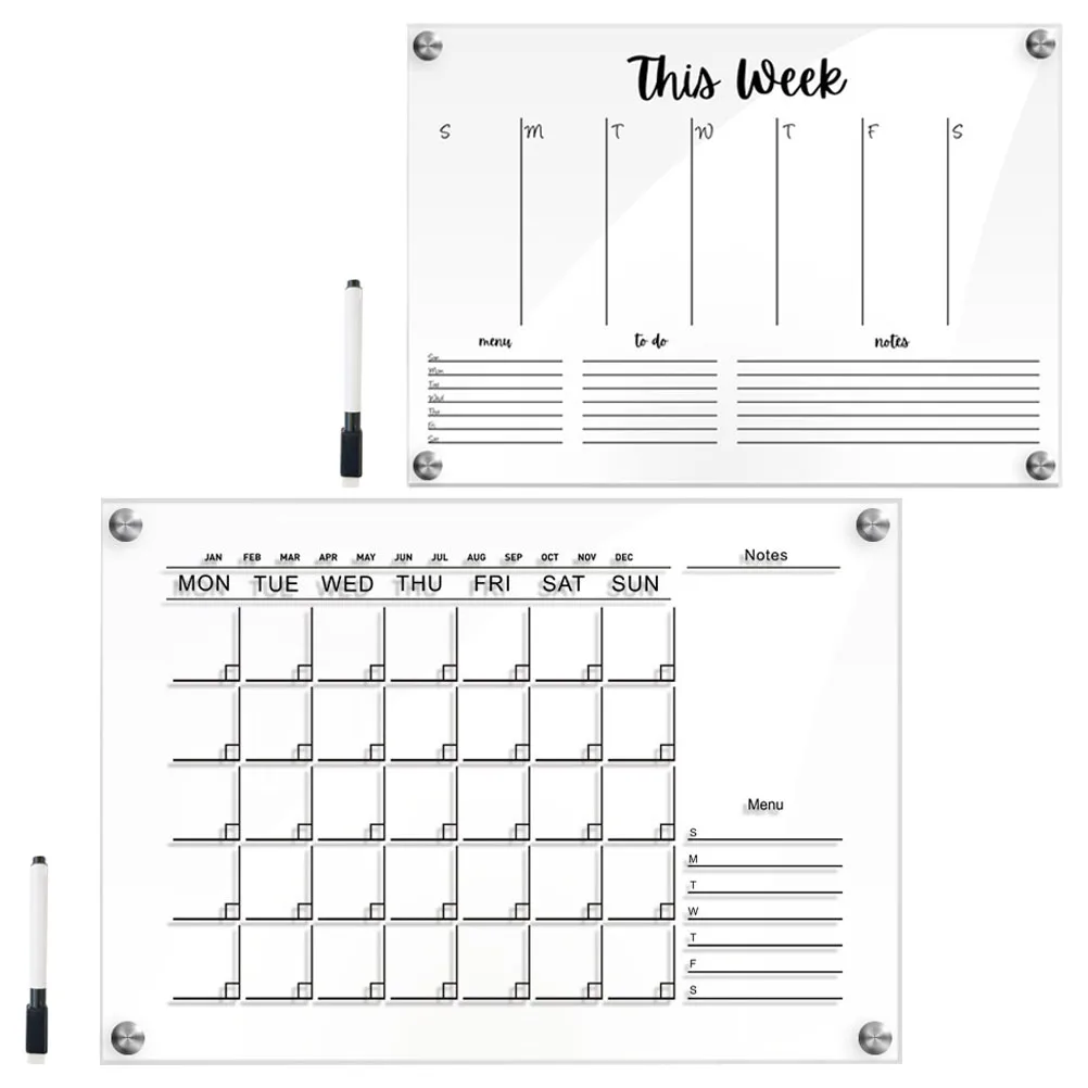 

Transparent Acrylic Message Board Simple Design Wall Mount Useful Handwritten Notes Creative Erasable Weekly Planner