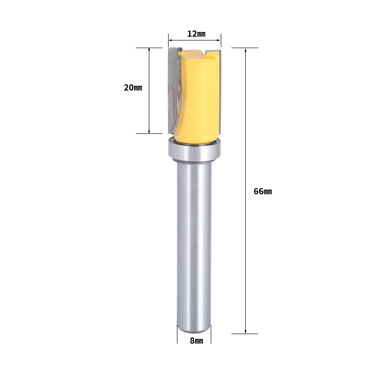 1Pc 8mm Shank Milling Cutter Wood Carving Flush Trim Router Bit Pattern Bit Top Bottom Bearing 1/2\