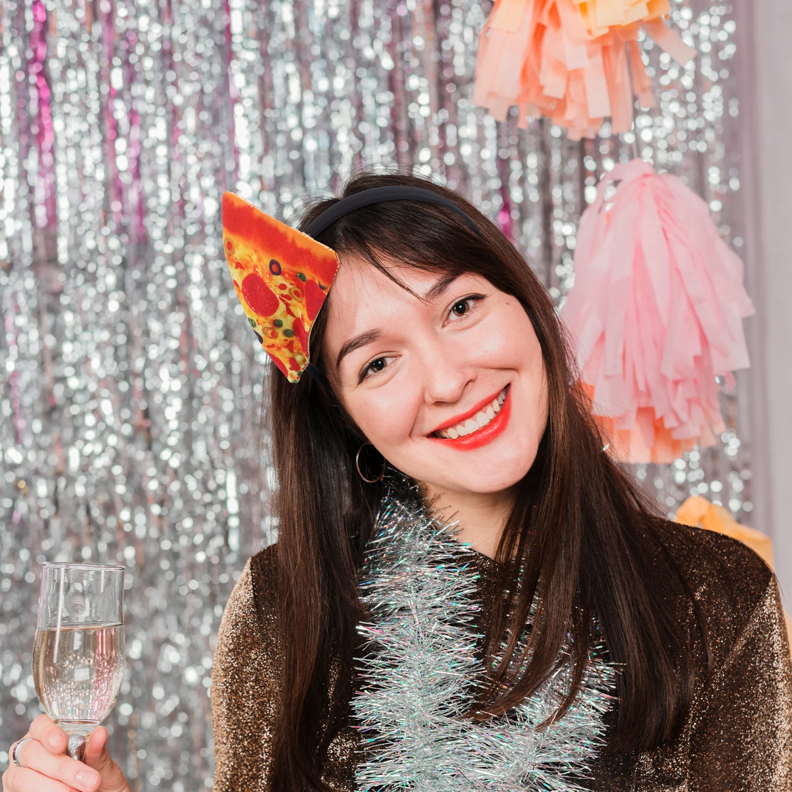 

2 Pcs Imitation Pizza Headband Lightweight Comfortable Stage Performance Hair Ornament Polyester Headdress Cosplay Hoop