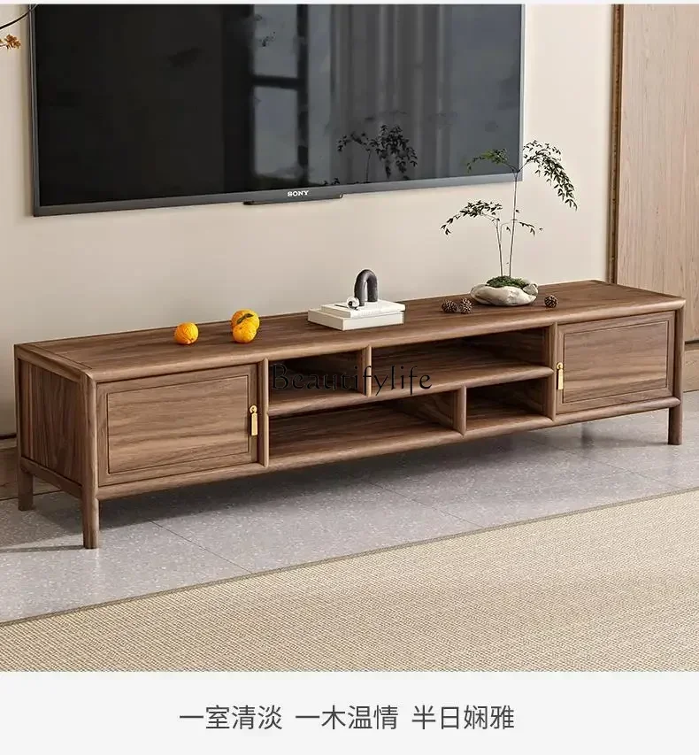 

1North American black walnut TV cabinet New Chinese all-solid wood modern simple household living room small apartment