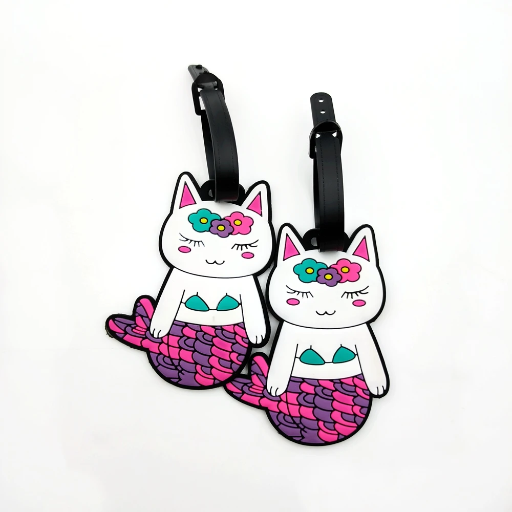 1 قطعة/2 قطعة لطيف هريرة حورية البحر علامة الأمتعة قلادة للسفر ورحلة العمل ، مصنع الطائرة الأمتعة حقيبة فقدان الوقاية العلامة ، #6