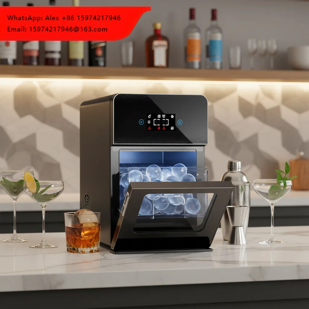 

Stainless Steel 24H Automatic Ball Ice Maker With Touchpad Control Self-Cleaning For Home & Commercial Use
