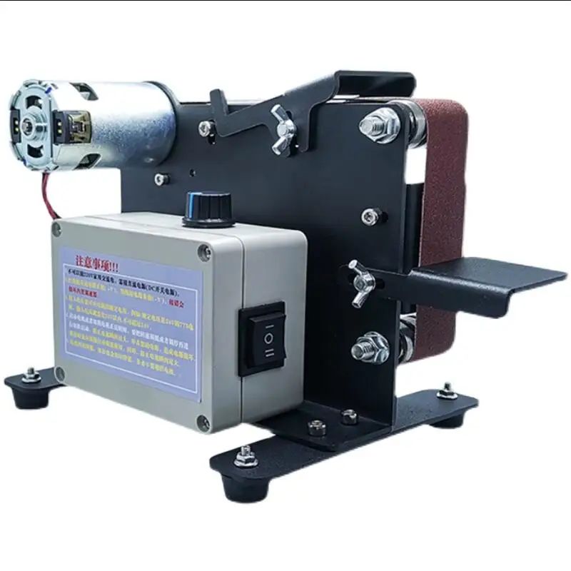 Mini belt sander, small knife sharpener edge grinder DIY electric polishing machine woodworking desktop fixed angle sander