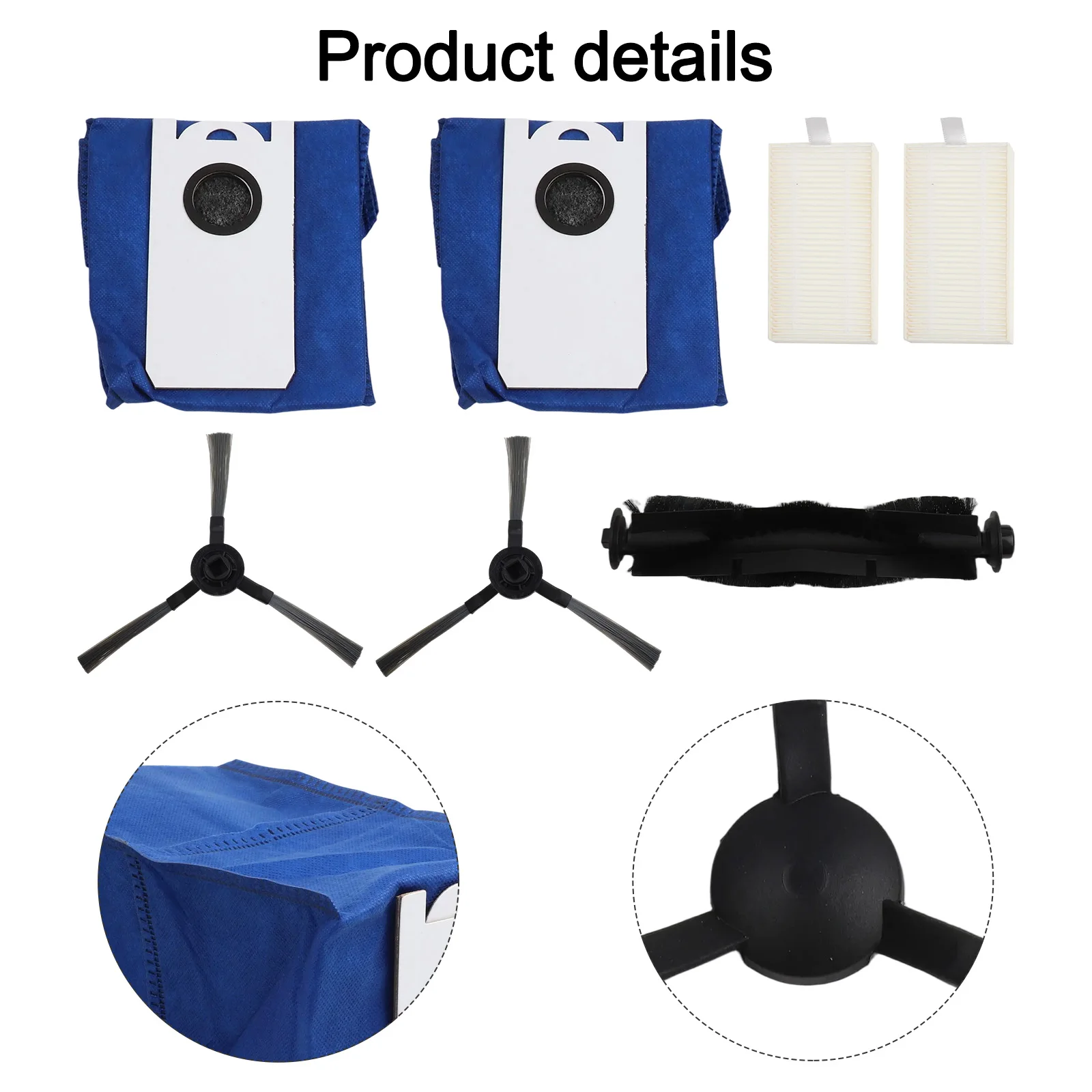 

Набор для уборки: мешок для сбора пыли и боковые щетки для робота-пылесоса, специально разработанные боковые щетки.