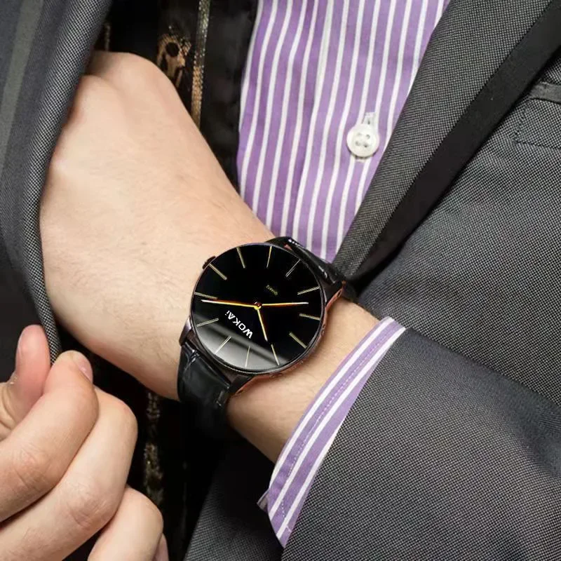 

Модные деловые часы 2025 года, мужские часы Reloj Hombre, повседневные кварцевые наручные часы с кожаным ремешком, мужские Relogio Masculino Montre Homme