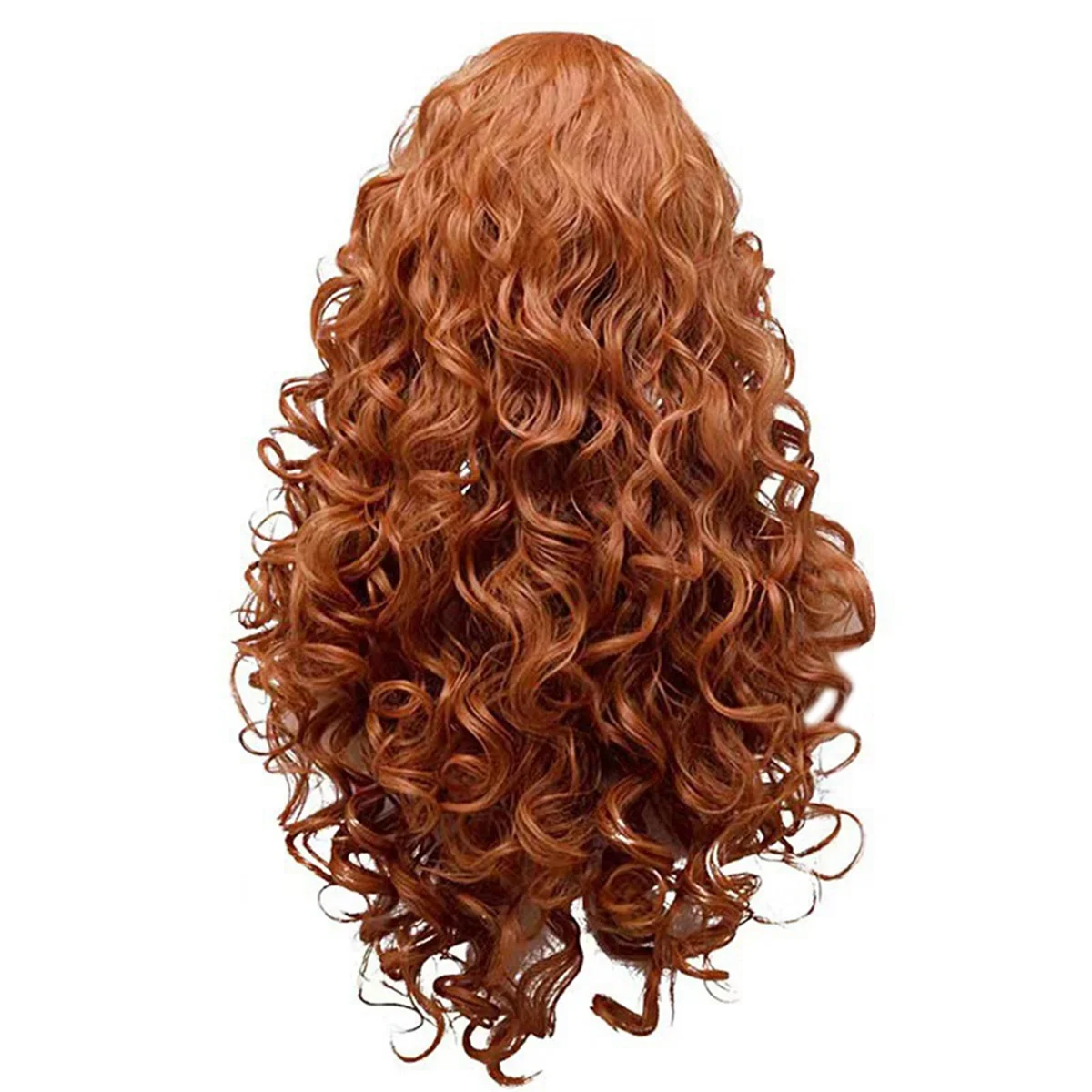 European and American Style Women'S Brown Long Curly Wig Wool Curly Wig Medium Parted Chemical Fiber Wig