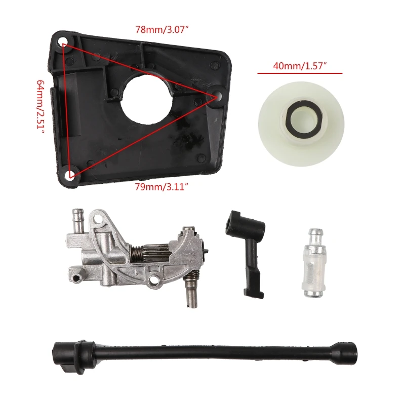 Imagem -06 - Oil Drive Pump Kit para Chinês Chinsaw Worm Gear Cover Tubo de Filtro 4500 5800 45cc 52cc 58cc